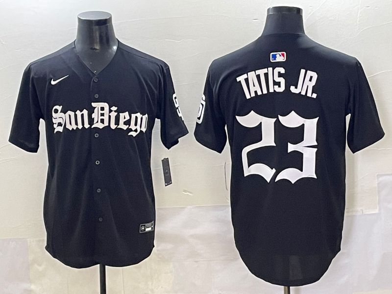 Men 2025 San Diego Padres #23 Tatis jr Black Five generations Joint Name Nike MLB Jersey style 1->philadelphia phillies->MLB Jersey